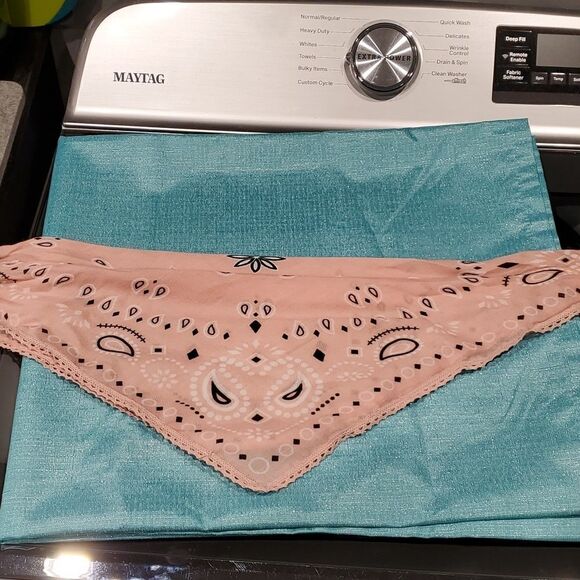 Sexy Pink Western Paisley Trim Triangle Tie  Top, New! Read Description - Picture 5 of 5